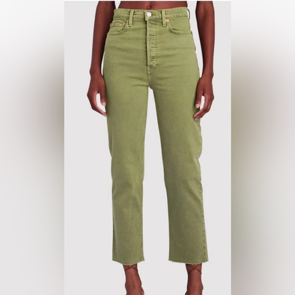 Re/Done High Rise Green Women's Jeans - Picture 2 of 15